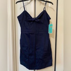 GB Fan Favorite Navy Sheath dress with Front Tie